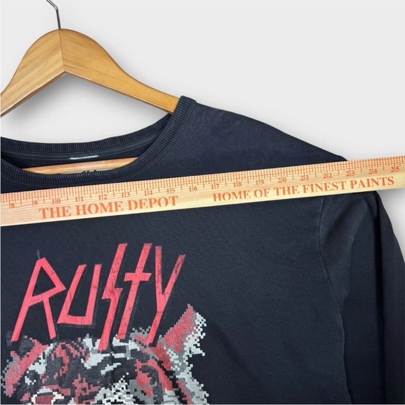 Vintage Rusty Sweatshirt Women’s M UK 10 Black Heavyweight Pixel Tiger San Diego - Picture 8 of 10